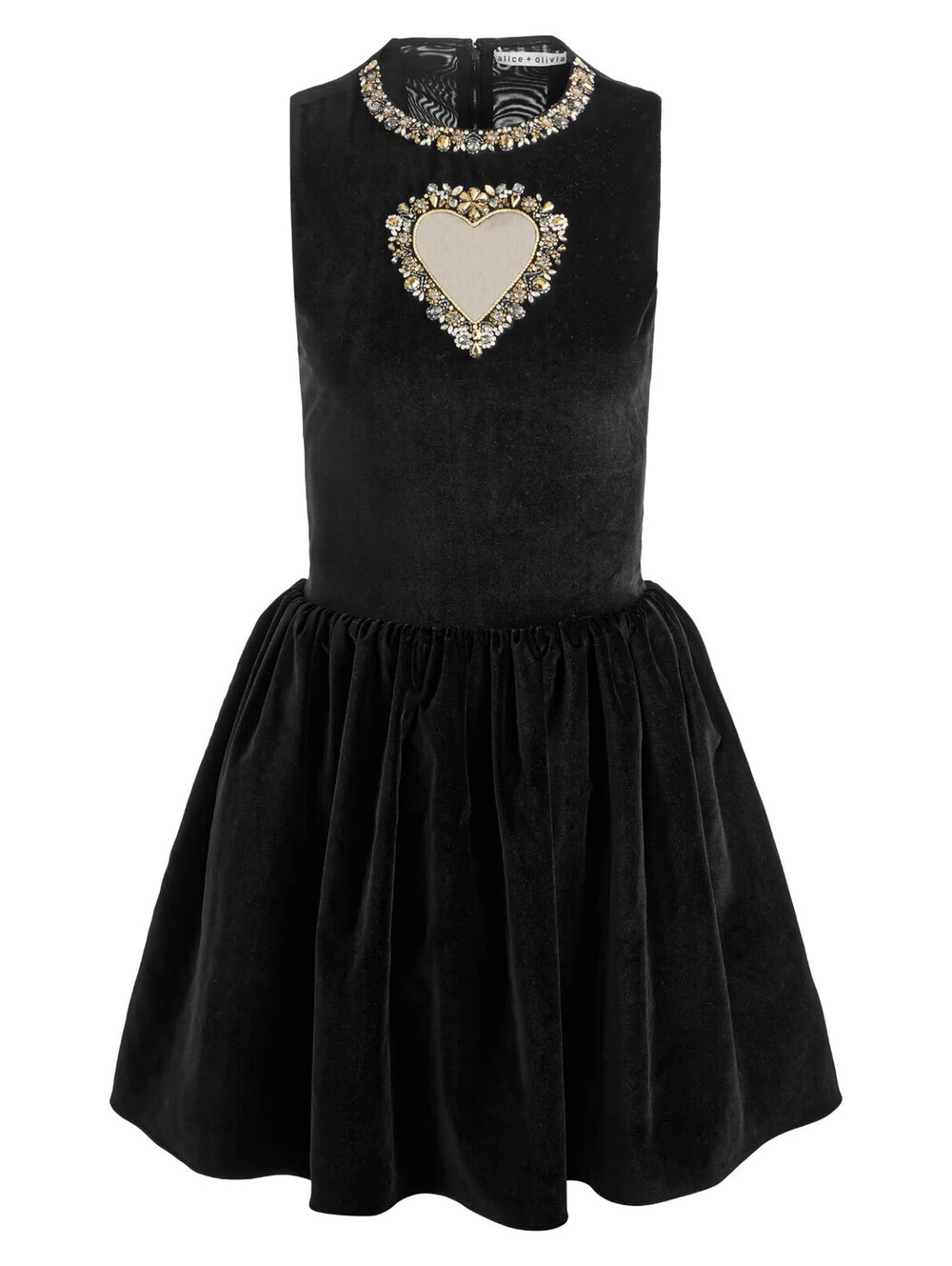 NEW, Alice + Olivia Ella Crystal Embellished Illusion Heart Dress SZ 4 #MD2575